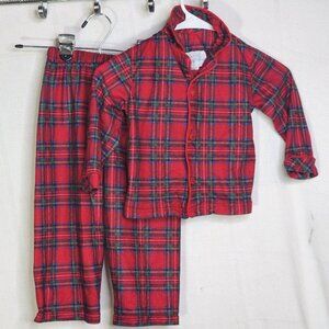 Lanz of Salzburg Red Green Blue Classic Plaid Poly Toddler Pajama Set Size 3T